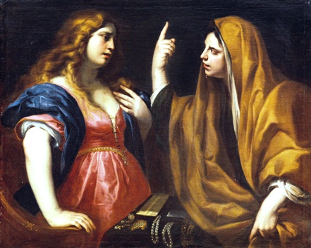 tav. 1 - Andrea Vaccaro - Marta rimprovera Maria Maddalena- siglato  AV - Londra, Brun Fine Art.JPG